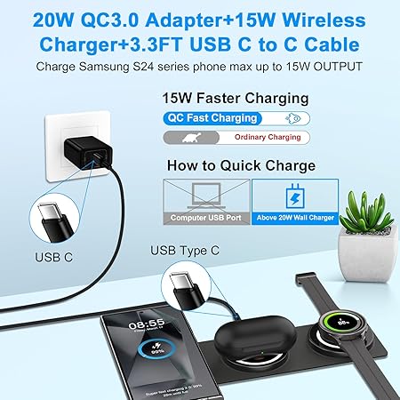 3-in-1 Foldable Wireless Fast Charger – Charge Phone, Watch & Earbuds